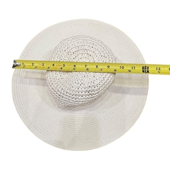 𝅺Woven Ivory Wide Brimmed Floppy Travel Vacation Pool Beach Summer Hat - Picture 6 of 10